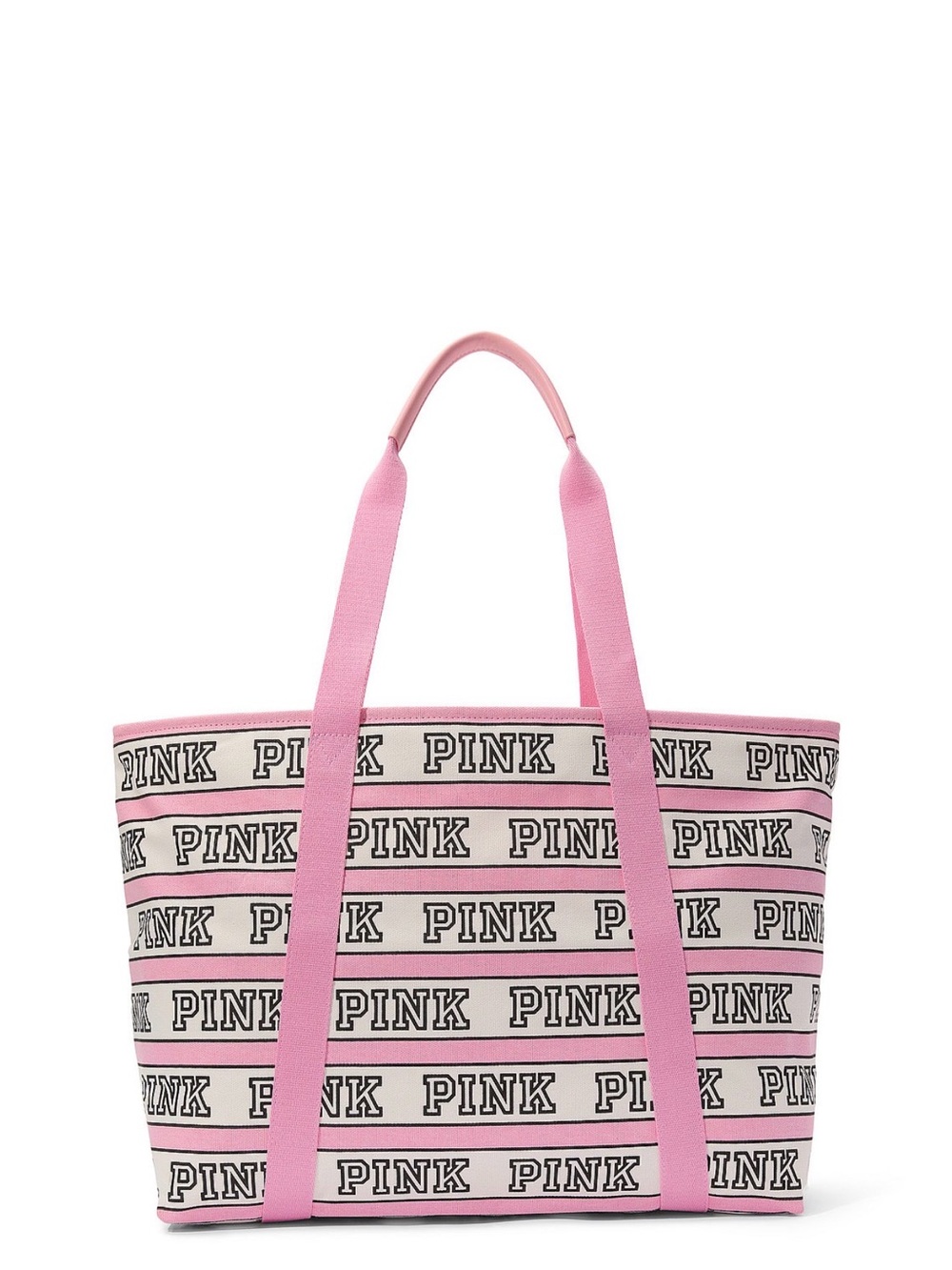 PINK Victoria's Secret Pink Striped Logo Canvas Tote